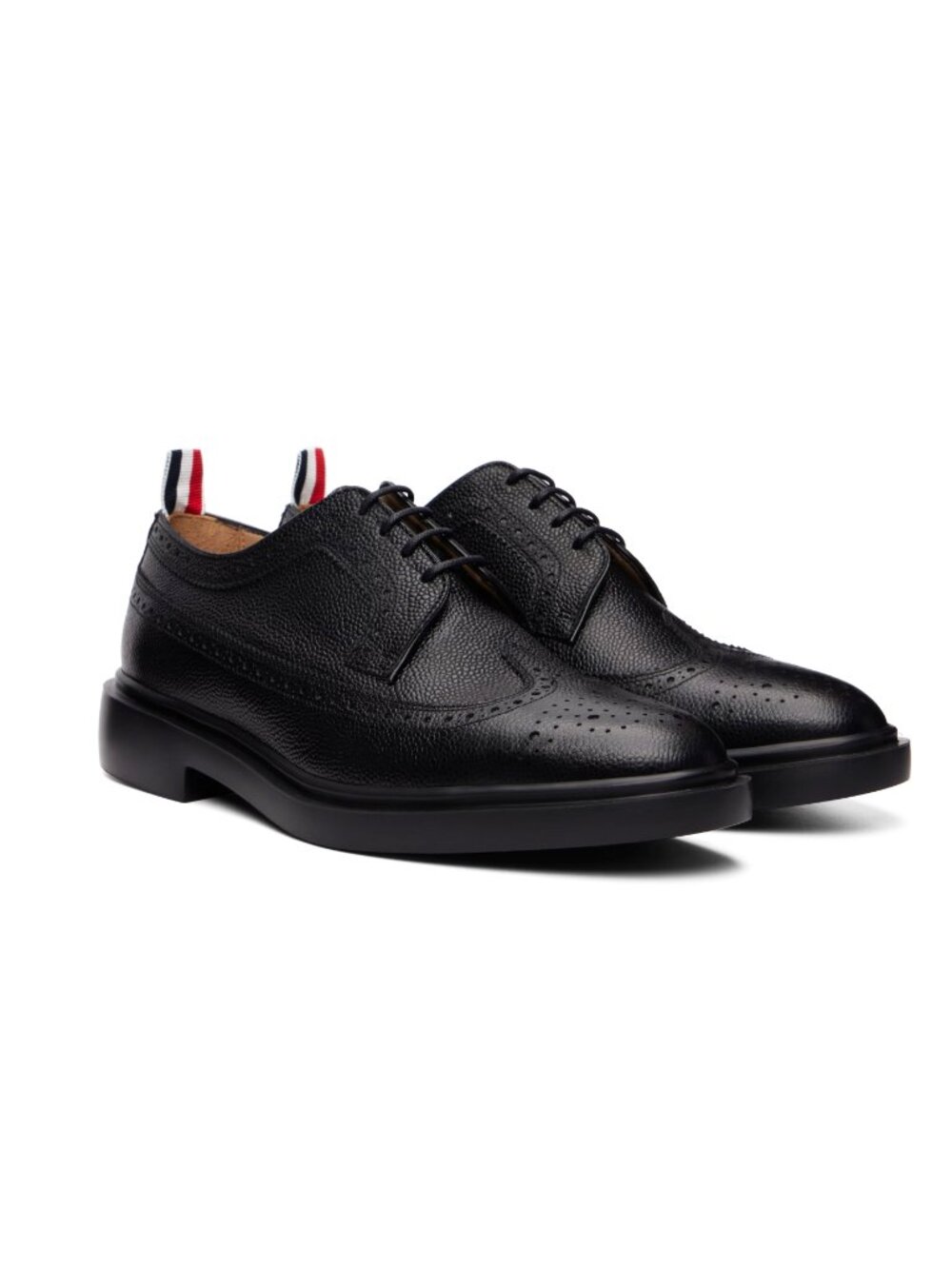 Thom Browne Black Pebble Grain Longwing Brogues, size 39
